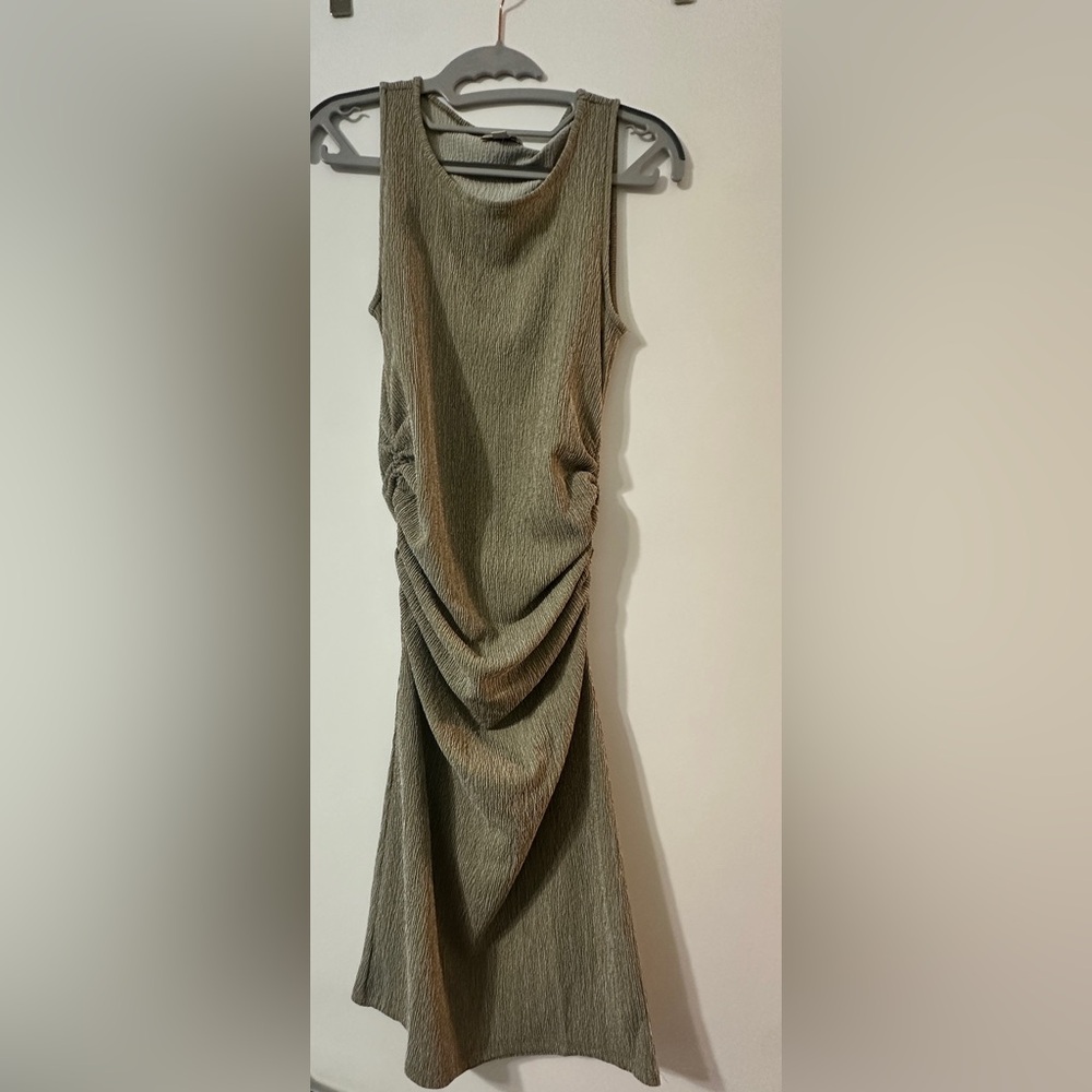 LOFT Olive Green Sleeveless Draped Maxi Dress